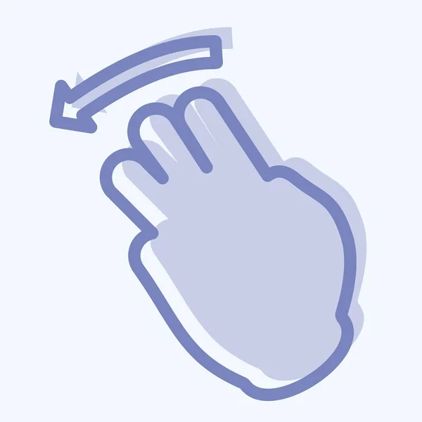 Ikona Three Fingers Left Dwa Dźwięki Stylu Prosta Ilustracja Edytowalny — Wektor stockowy