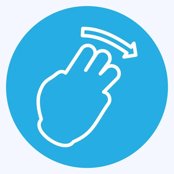 Icono Tres Dedos Derecha Estilo Ojos Azules Ilustración Simple Carrera — Vector de stock