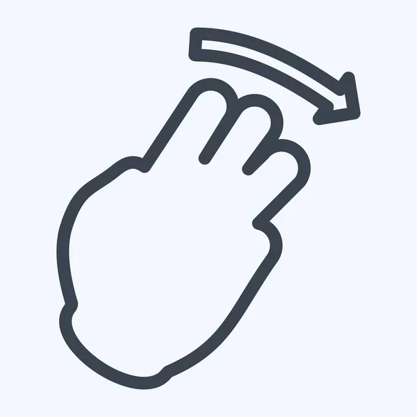 Icon Three Fingers Right Line Style Egyszerű Illusztráció Szerkeszthető Stroke — Stock Vector