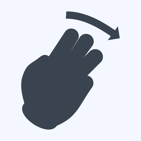 Піктограма Три Пальці Праворуч Стиль Гліфа Проста Ілюстрація Змінений Штрих — стоковий вектор
