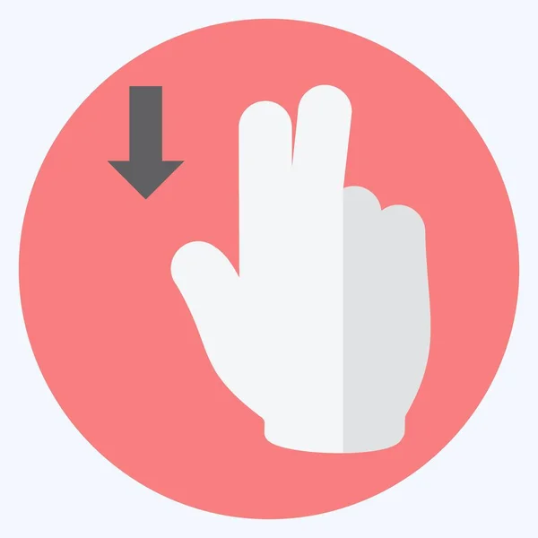 Icon Two Fingers Flat Style Simple Illustration Editable Stroke Design — 스톡 벡터