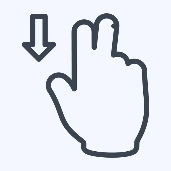 Icon Two Fingers Line Style Ilustrasi Sederhana Goresan Yang Dapat - Stok Vektor