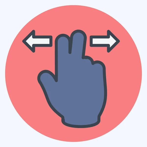 Icon Two Fingers Horizontal Color Mate Style Egyszerű Illusztráció Szerkeszthető — Stock Vector