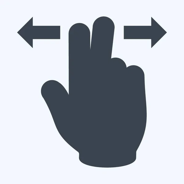 Icon Two Fingers Horizontal Glyph Style Simple Illustration Editable Stroke — 스톡 벡터