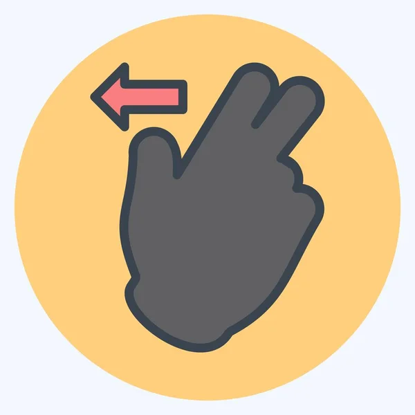 Icon Two Fingers Left Color Mate Style Simple Illustration Editable — 스톡 벡터