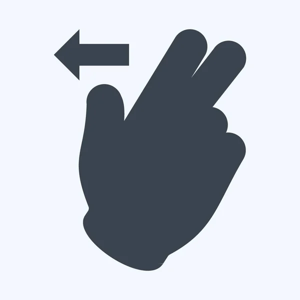 Icon Two Fingers Left Glyph Style Einfache Illustration Editierbarer Strich — Stockvektor