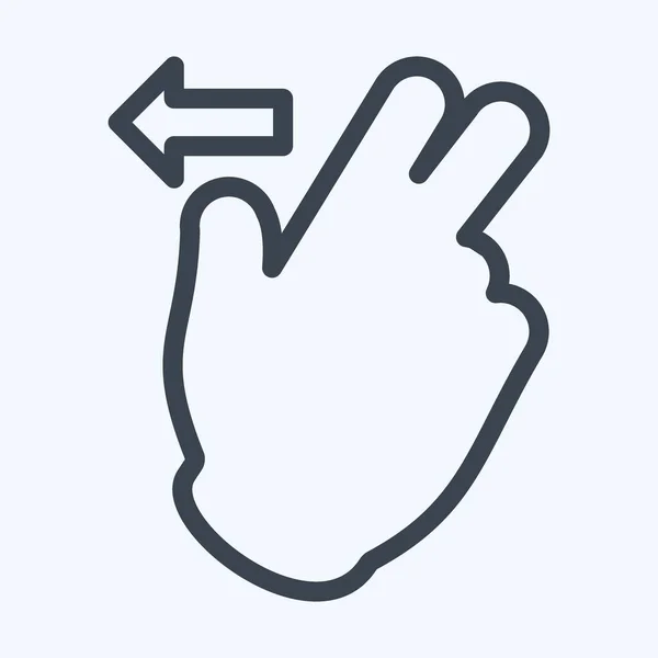 Icon Two Fingers Left Line Style Simple Illustration Editable Stroke — 스톡 벡터