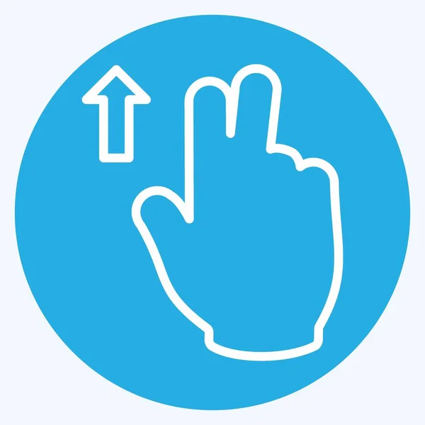 Icon Two Fingers Blue Eyes Style Simple Illustration Editable Stroke — 스톡 벡터
