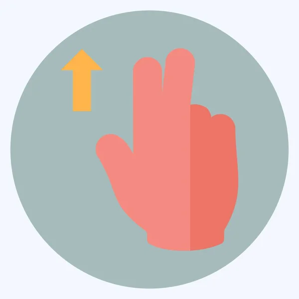 Icône Two Fingers Style Plat Illustration Simple Course Modifiable Vecteur — Image vectorielle