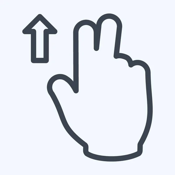 Icon Two Fingers Line Style Simple Illustration Editable Stroke Design — 스톡 벡터