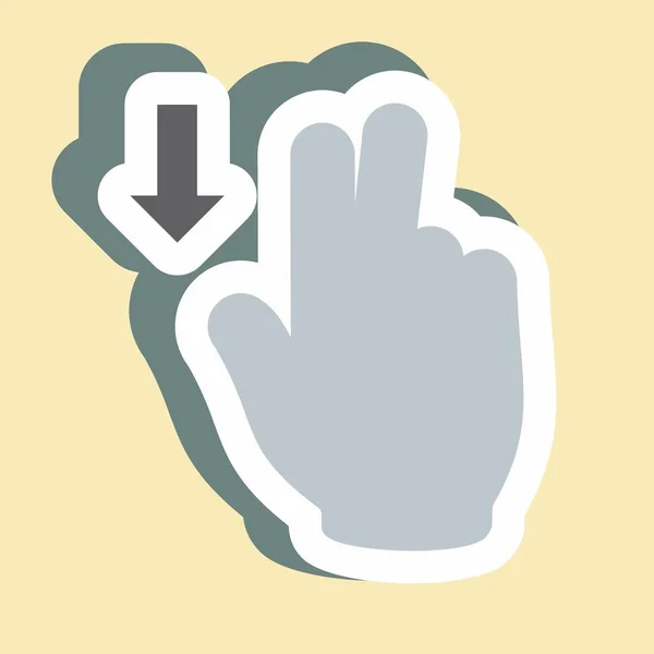 Sticker Two Fingers Simple Illustration Editable Stroke Design Template Vector — Stock Vector