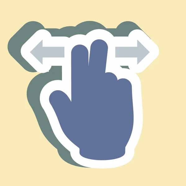 Sticker Two Fingers Horizontal Jednoduchá Ilustrace Upravitelný Tah Design Šablony — Stockový vektor