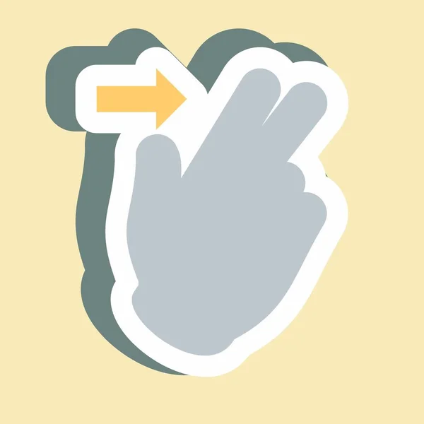 Sticker Two Fingers Right Simple Illustration Editable Stroke Design Template — Stock Vector