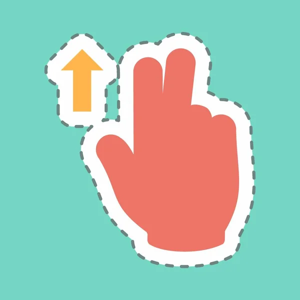 Samolepka Two Fingers Line Cut Jednoduchá Ilustrace Upravitelný Tah Design — Stockový vektor