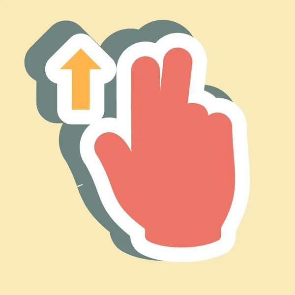Sticker Two Fingers Egyszerű Illusztráció Szerkeszthető Stroke Design Sablon Vektor — Stock Vector