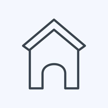 Simge Köpek Evi - Satır Biçimi - Basit illüstrasyon, Düzenlenebilir vuruş, Tasarım şablonu vektörü, baskılar, posterler, reklamlar, duyurular, bilgi grafikleri vs..