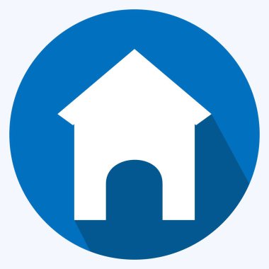 Simge Köpek Evi - Uzun Gölge Biçimi - Basit illüstrasyon, Düzenlenebilir vuruş, Tasarım şablonu vektörü, baskılar, posterler, reklamlar, duyurular, bilgi grafikleri vs..