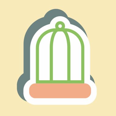 Çıkartma Kuş Kafesi - Basit illüstrasyon, Düzenlenebilir felç, Tasarım şablonu vektörü, baskılar, posterler, reklamlar, duyurular, bilgi grafikleri vs..