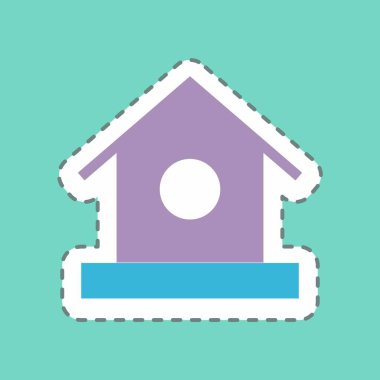 Yapıştırıcı Kuş Evi - Satır Kesimi - Basit illüstrasyon, Düzenlenebilir vuruş, Tasarım şablonu vektörü, baskılar, posterler, reklamlar, duyurular, bilgi grafikleri vs..