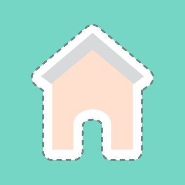 Çıkartma Köpek Evi - Satır Kesimi - Basit illüstrasyon, düzenlenebilir felç, tasarım şablonu vektörü, baskılar, posterler, reklamlar, duyurular, bilgi grafikleri vs..