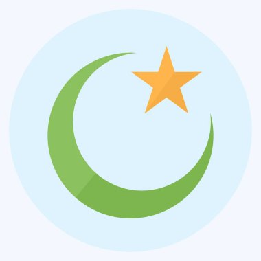 Simge Ay ve Yıldız - Düz Biçim - Basit illüstrasyon, Tasarım Simgesi vektörü, baskılar, posterler, reklamlar, duyurular, bilgi grafikleri vs..