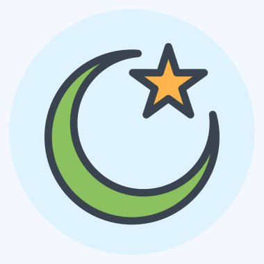 Simge Ay ve Yıldız - Renk Eşleştirme Biçimi - Basit illüstrasyon, Tasarım Simgesi vektörü, Yazdırma, poster, reklam, duyurular, bilgi grafikleri vs..