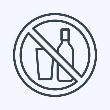 Simge İçme Yok - Satır Stili - Basit illüstrasyon, Tasarım Simgesi vektörü, Yazdırma, posterler, reklamlar, duyurular, bilgi grafikleri vs..