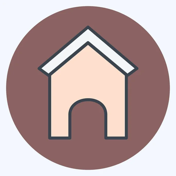 Icon Dog House Color Mate Style Simple Illustration Editable Stroke — 스톡 벡터