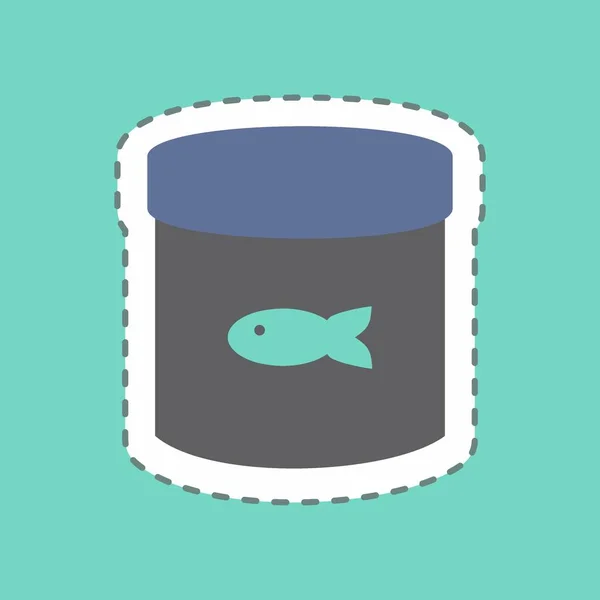 Sticker Canned Fish Food Line Cut Простая Иллюстрация Редактируемый Штрих — стоковый вектор