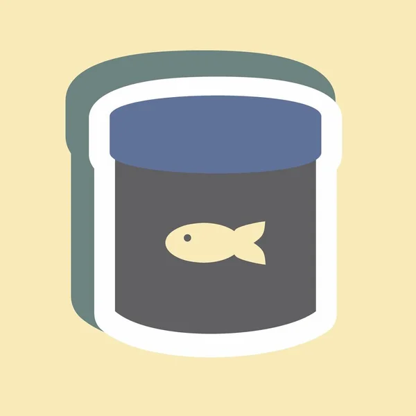 Sticker Canned Fish Food Простая Иллюстрация Редактируемый Штрих Вектор Шаблонов — стоковый вектор