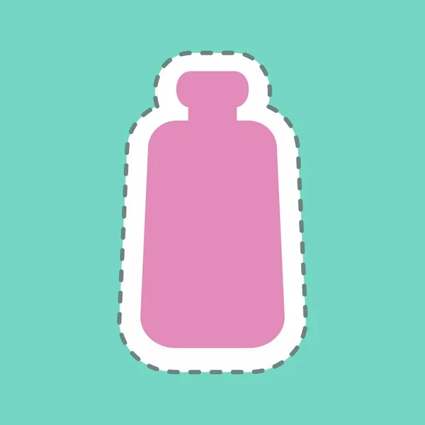 Etiqueta Engomada Botella Leche Corte Línea Ilustración Simple Carrera Editable — Archivo Imágenes Vectoriales