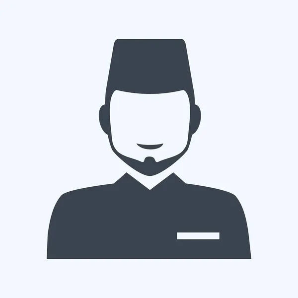 Icon Islamic Man Glyph Style Απλή Απεικόνιση Σχεδιασμός Icon Διάνυσμα — Διανυσματικό Αρχείο