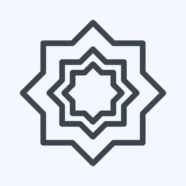 Ikona Islamic Star Line Style Jednoduchá Ilustrace Design Ikona Vektor — Stockový vektor