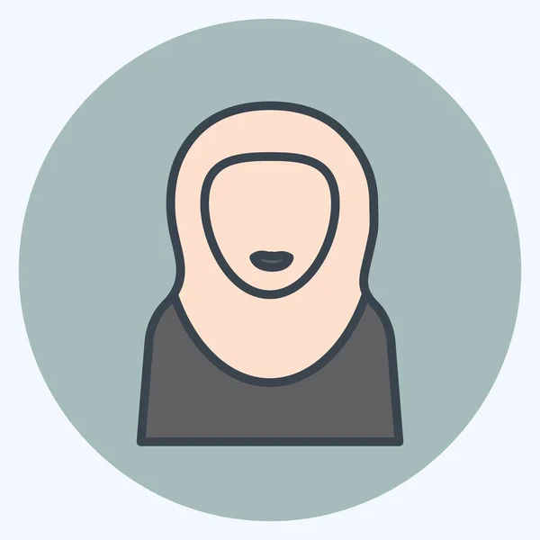 Icon Islamic Woman Color Mate Style Simple Illustration Design Icon — 스톡 벡터