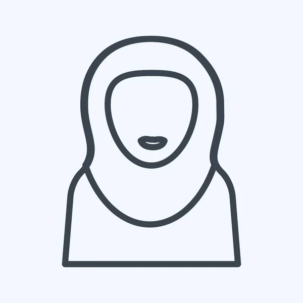 Ícone Mulher Islâmica Estilo Linha Ilustração Simples Design Vetor Ícone —  Vetores de Stock