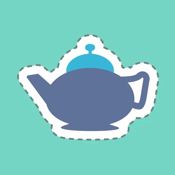 Sticker Arabic Tea Line Cut Illustration Simple Design Icône Vecteur — Image vectorielle