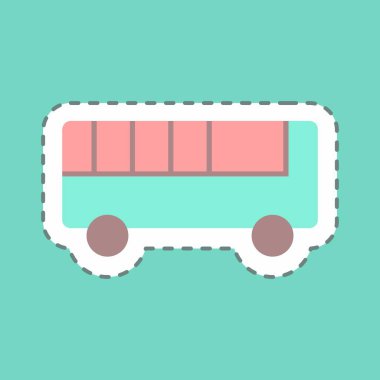 Etiket Oyuncak Otobüs Hattı Kesimi - Basit illüstrasyon, Tasarım şablonu vektörü, baskılar, posterler, reklamlar, duyurular, bilgi grafikleri vs..