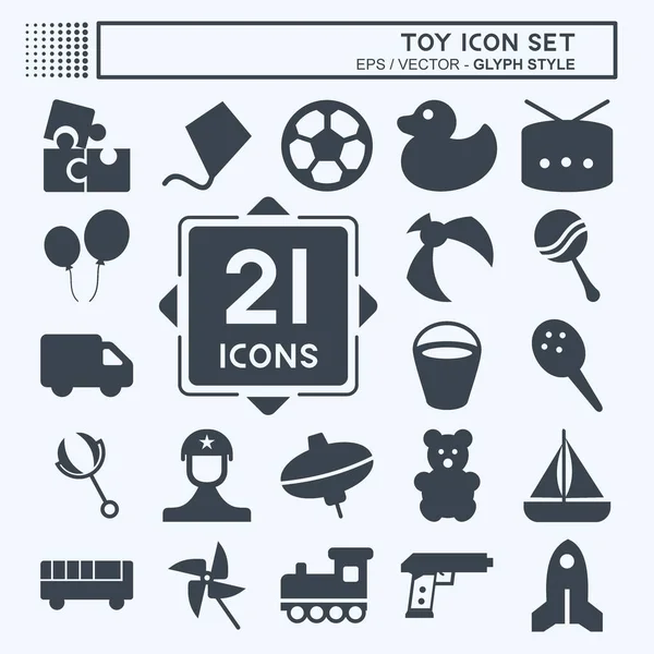 Icon Set Toy Estilo Glyph Ilustração Simples Vetor Modelo Design — Vetor de Stock
