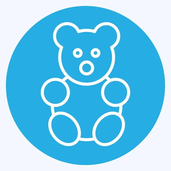 Icon Stuffed Bear Blue Eyes Style Simple Illustration Design Template — 스톡 벡터