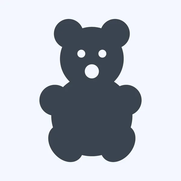 Icon Stuffed Bear Glyph Style Simple Illustration Design Template Vector — 스톡 벡터