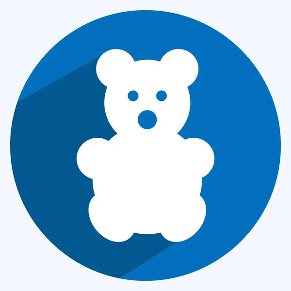 Icon Stuffed Bear Long Shadow Style Simple Illustration Design Template — 스톡 벡터