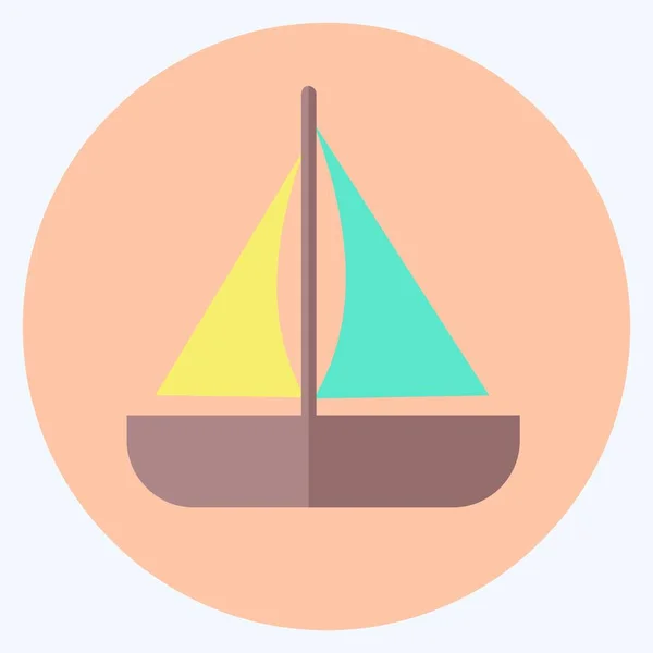 Barco Juguete Icono Estilo Plano Ilustración Simple Diseño Vector Plantilla — Vector de stock