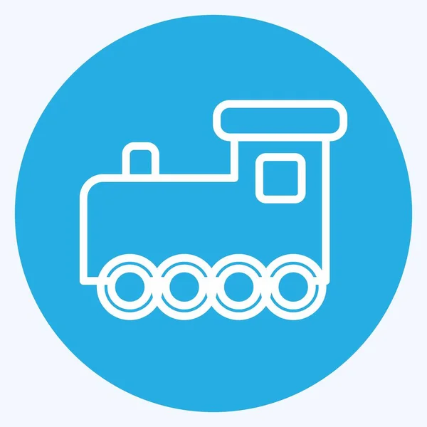 Icona Toy Train Blue Eyes Style Illustrazione Semplice Design Modello — Vettoriale Stock