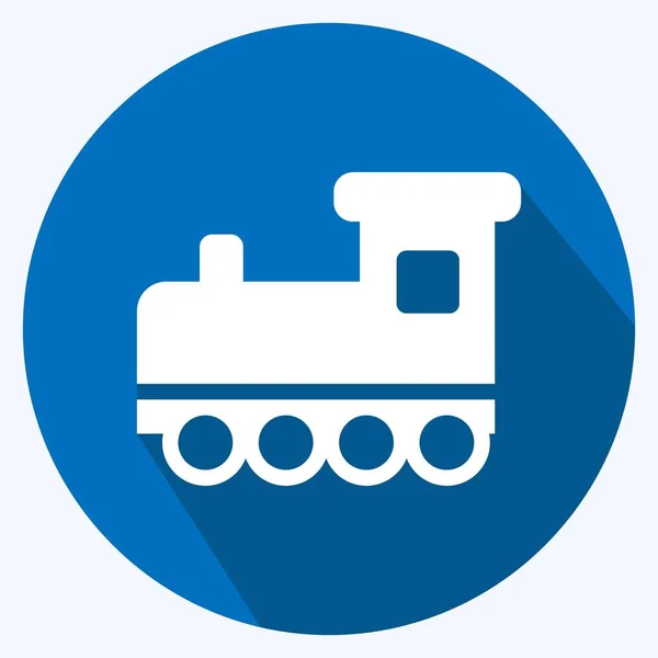 Icon Toy Train Long Shadow Style Einfache Illustration Design Template — Stockvektor