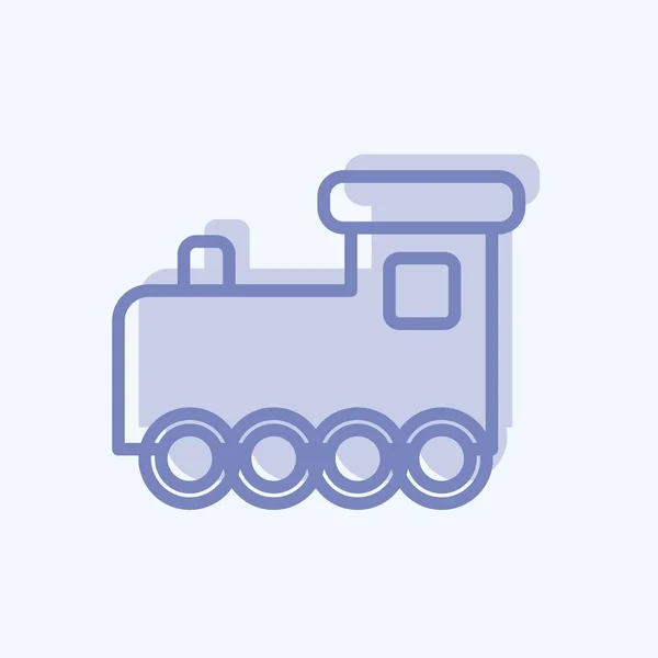 Icona Toy Train Two Tone Style Illustrazione Semplice Design Modello — Vettoriale Stock