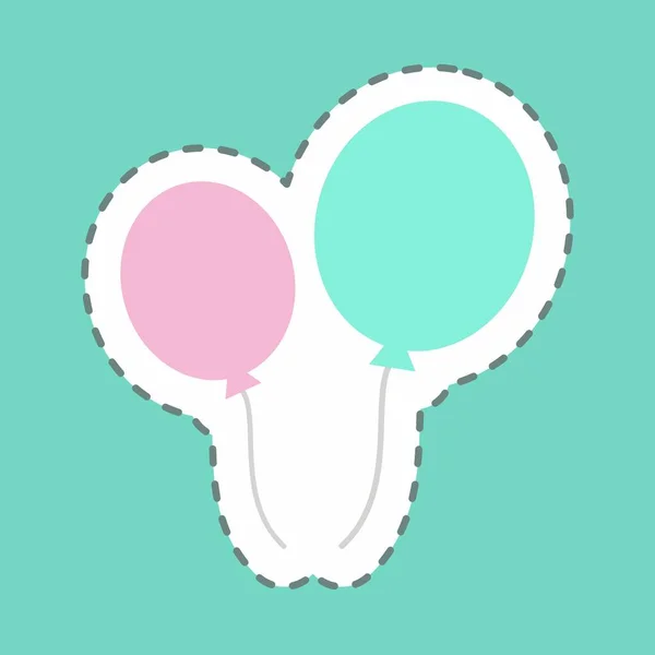 Sticker Balloons Line Cut Jednoduchá Ilustrace Design Šablony Vektor Dobrý — Stockový vektor