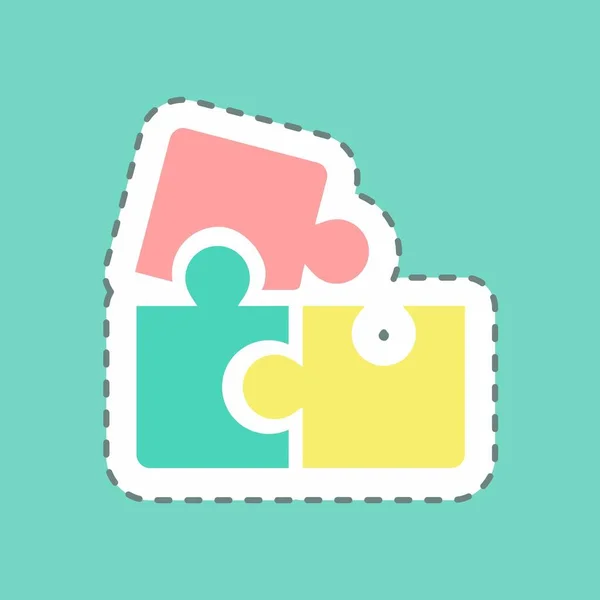 Sticker Puzzle Game Line Cut Simple Illustration Design Template Vector — 스톡 벡터