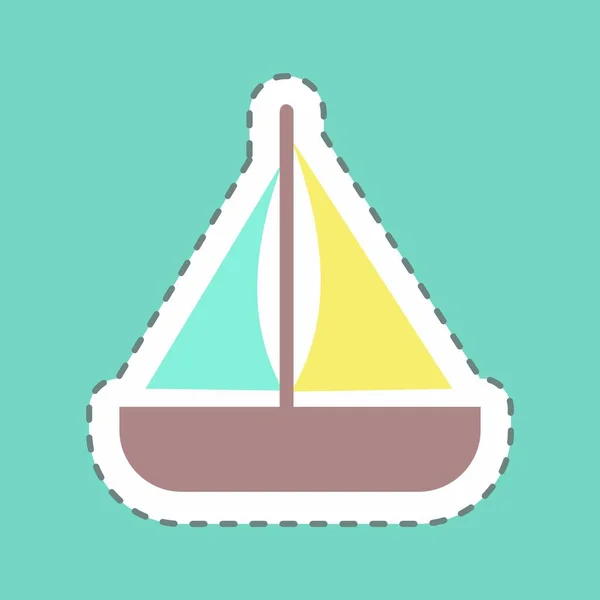 Sticker Toy Boat Line Cut Eenvoudige Illustratie Design Template Vector — Stockvector