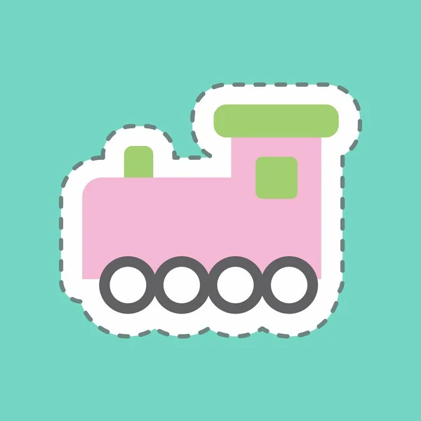 Sticker Toy Train Line Cut Ilustración Simple Vector Plantilla Diseño — Vector de stock