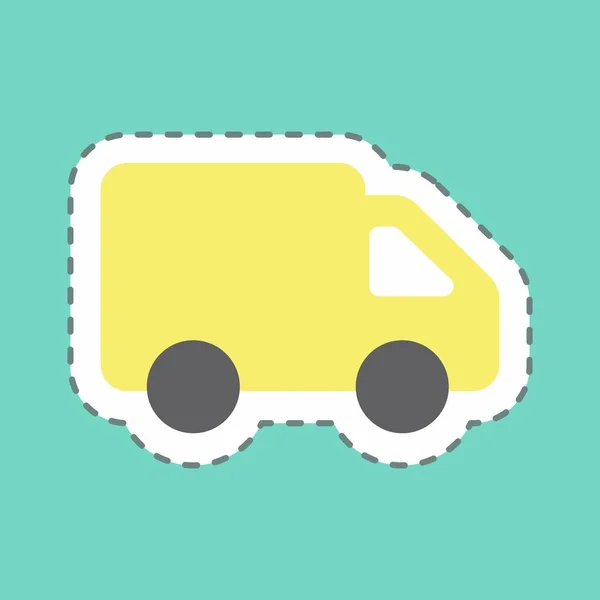 Sticker Toy Truck Line Cut Jednoduchá Ilustrace Design Šablony Vektor — Stockový vektor
